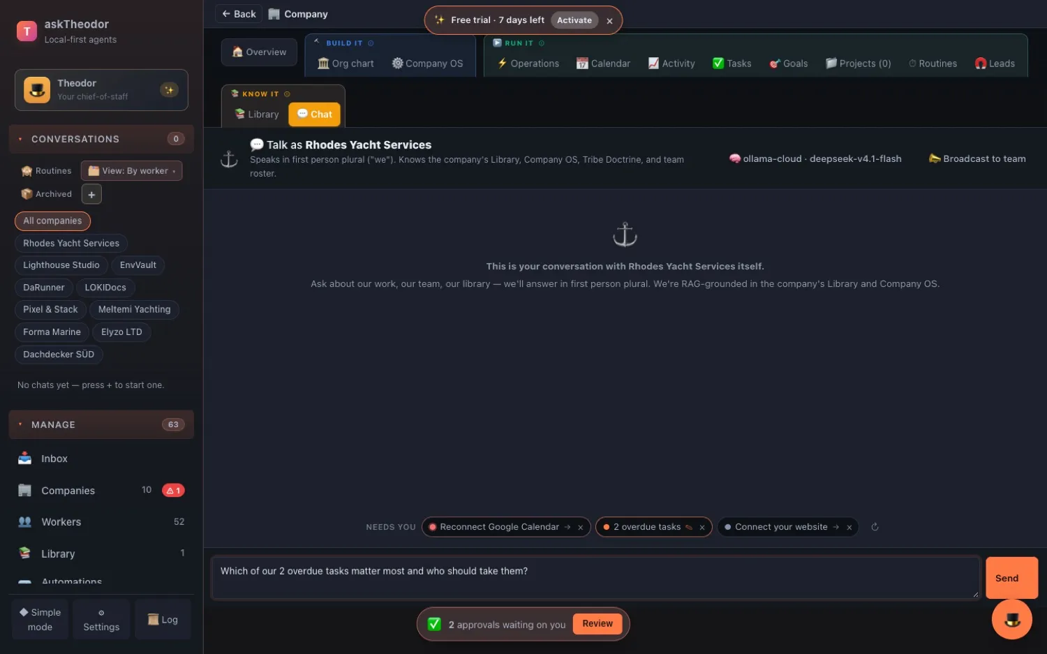 The Company Chat as a control room